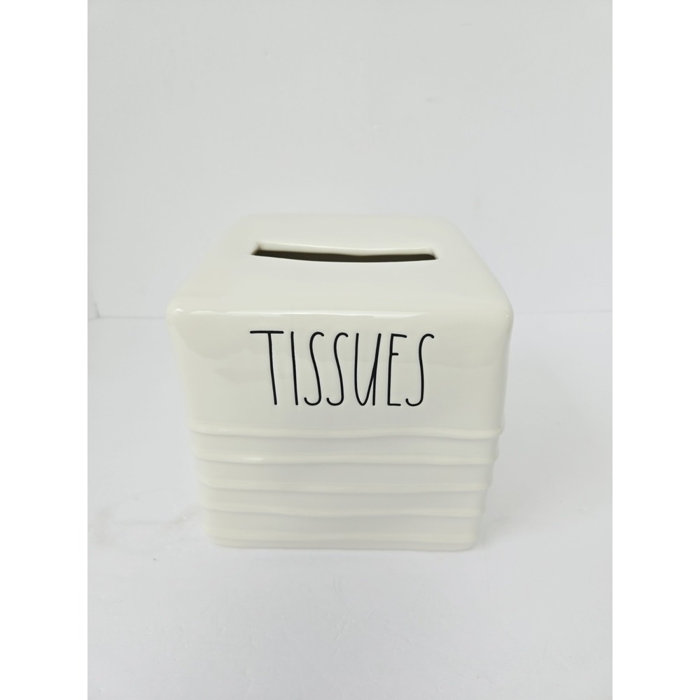 Rae Dunn Tissues tissue box cover ceramic NEW ribbed
